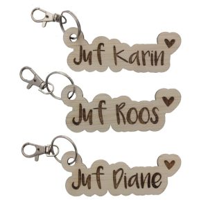 Houten sleutelhanger met naam