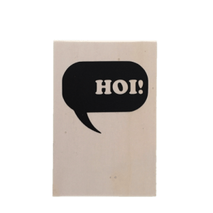 Houten kaart Tekstwolk Hoi!