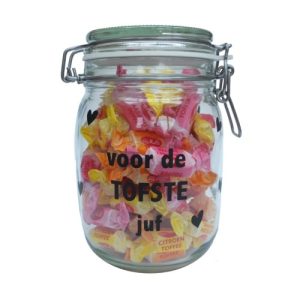 Glazen pot Voor de tofste juf