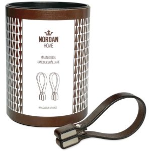 Nordan Home leren magnetische handdoeklus bruin – set van 2